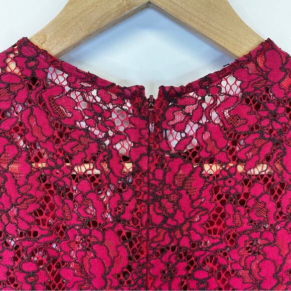 Shoshanna Garnet Illusion Lace Sheath dress red - 2 - Picture 11 of 13